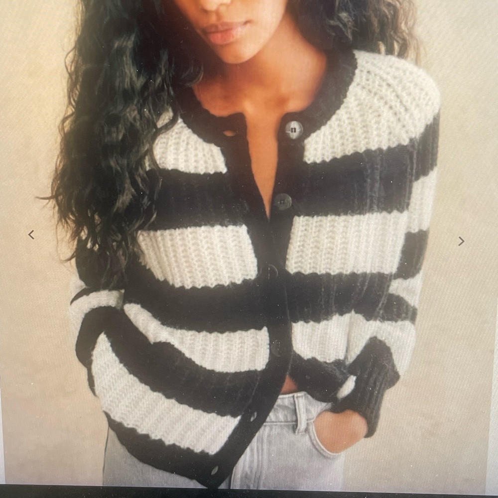 Sézane Emile Cardigan Ecru/Black